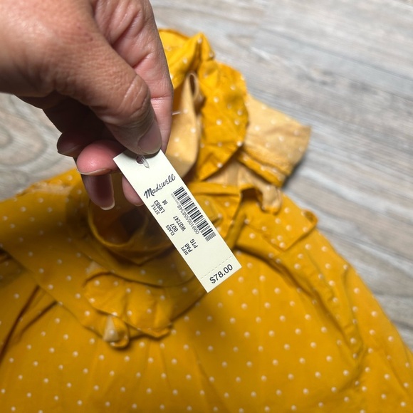 MADEWELL Side-Tie Ruffle Peplum Top in Polka Dot - Picture 3 of 8